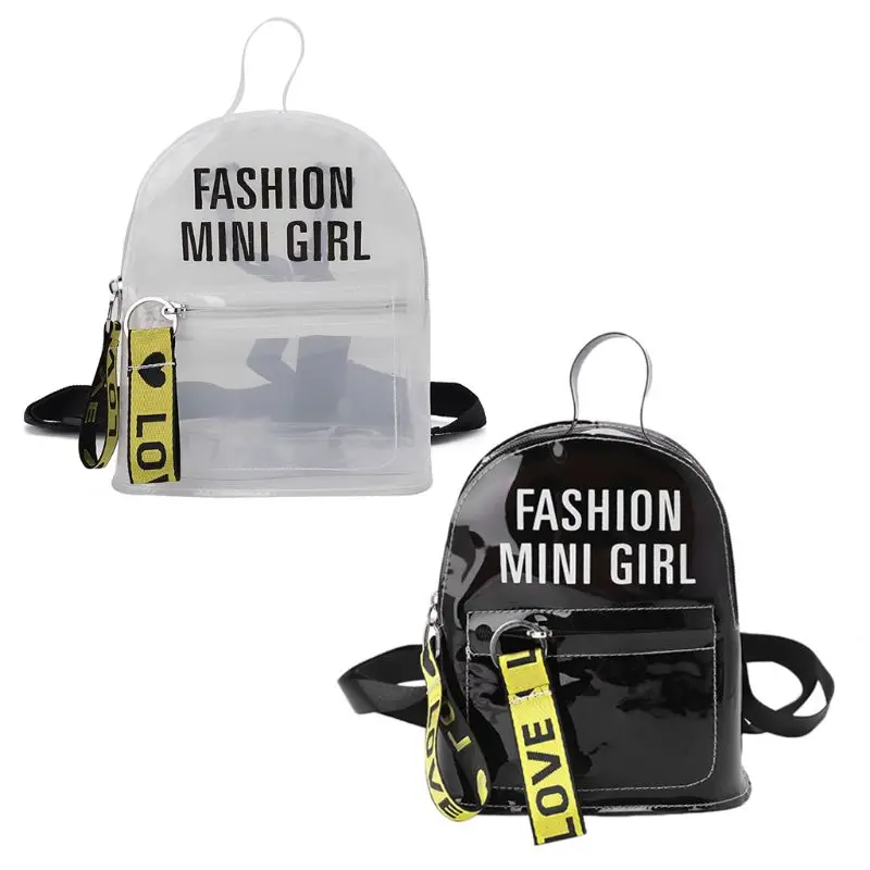 

Fashion Transparent Women Mini Backpacks Clear PVC Teenager Girls Zipper Student School Bookbag Rucksack Travel Shoulder Bag New
