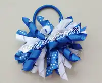 60pcs school 3.5" prints polka dot Corker hair bobbles Curlies loop Ribbon Korker hair bows clips Girl hair Accessories PD018