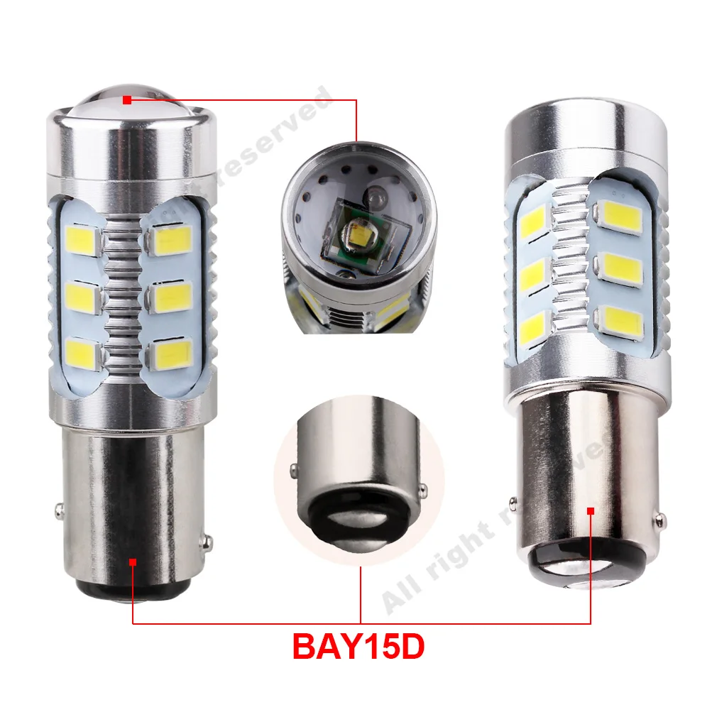 1157 BAY15D светодио дный автомобилей лампочки 12 SMD Samsung чип 5630 светодио дный чипов высокой Мощность лампы 21/5 Вт задние фонари Источник Парковка Белый 12 В D015