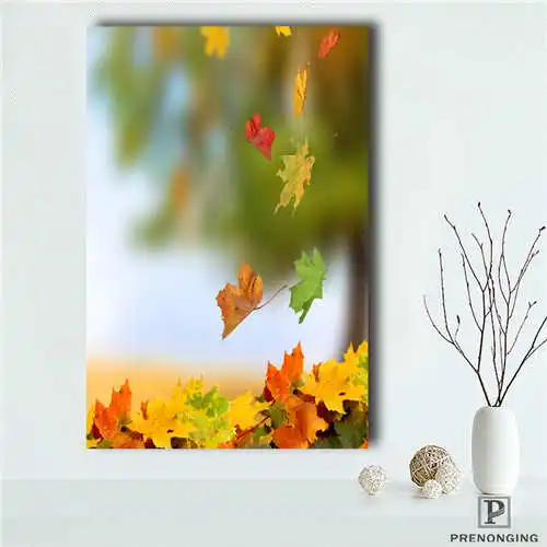

Custom Red autumnal leaves (1) Printing Posters Cloth Fabric Wall Art Pictures For Living Room Decor#18-12-10-18-13