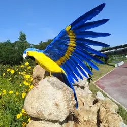 Большой 42x60 см желто-синий попугай, модели ручной работы, пены и перья Распространение Крылья попугая опору, украшения сада игрушка w0763