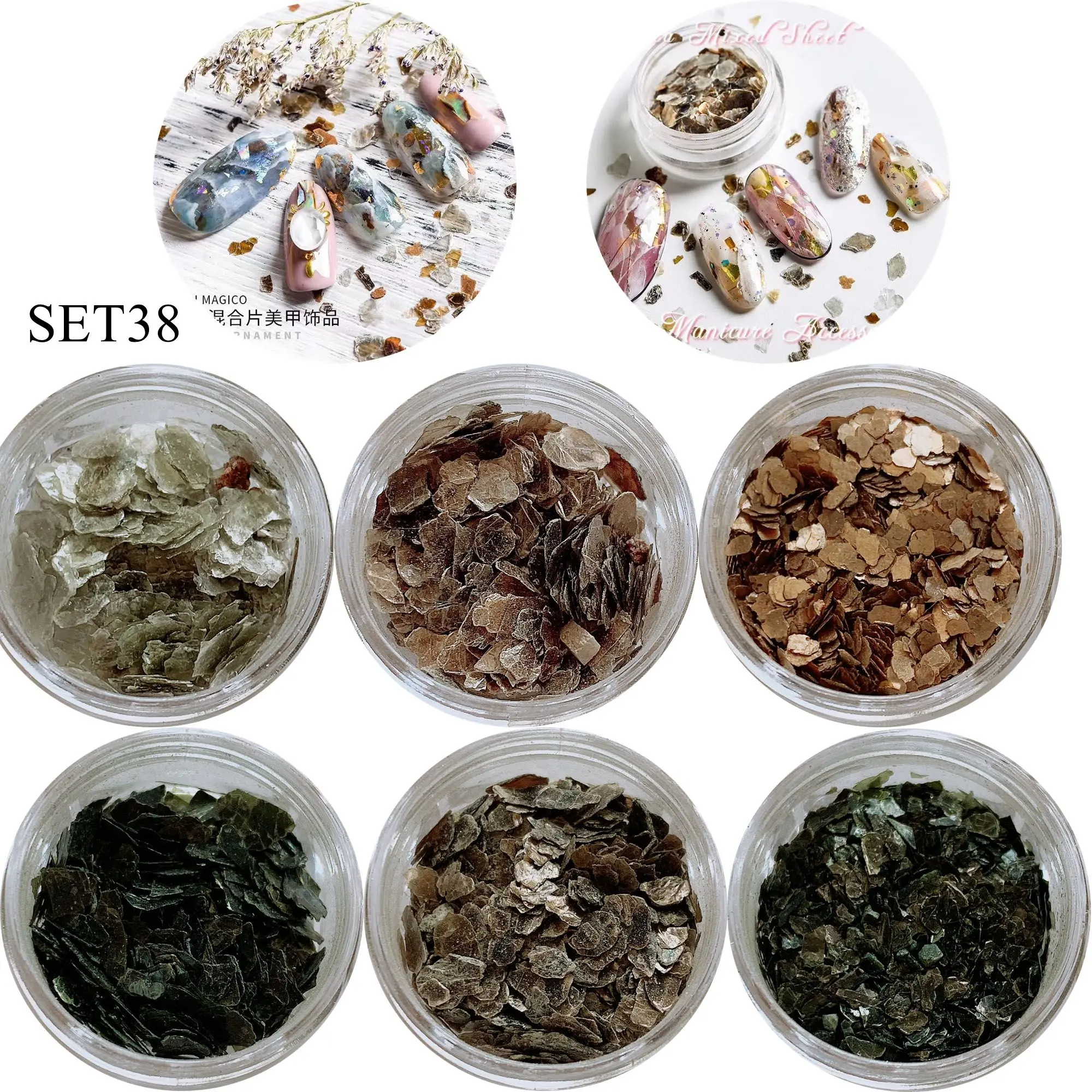 

1Set Mica Sheets Pieces in jars Rock Sheet Pieces 6jars/set