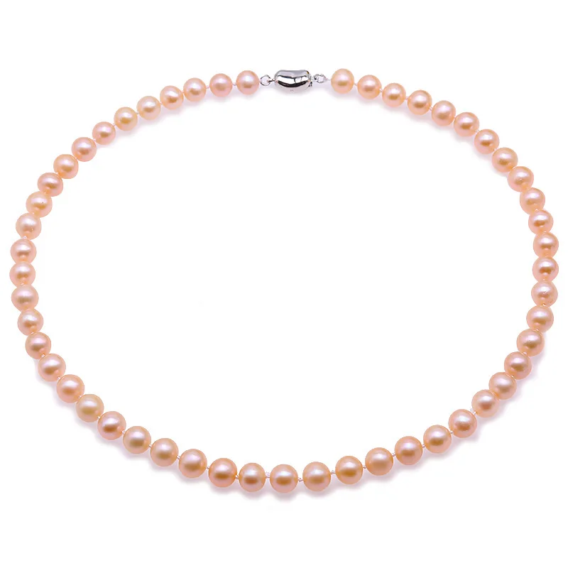 JYX Classic Round Natural Freshwater Cultured Pearl Necklace 18&quot(pink black) AAA | Украшения и аксессуары