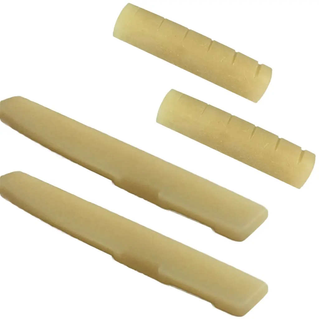 

HLBY 2 Sets of Folk Guitar Saddle Nut Cattle Bone Slotted 72x3x9mm for String Instrument