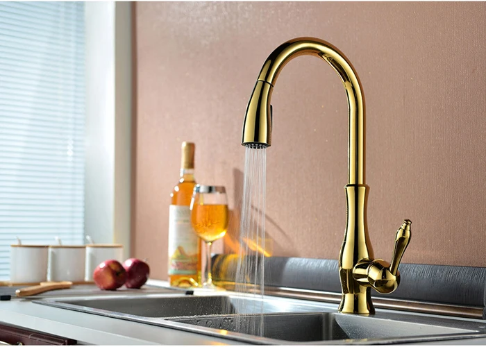 GOLD PULL OUT KITCHEN FAUCET (16)