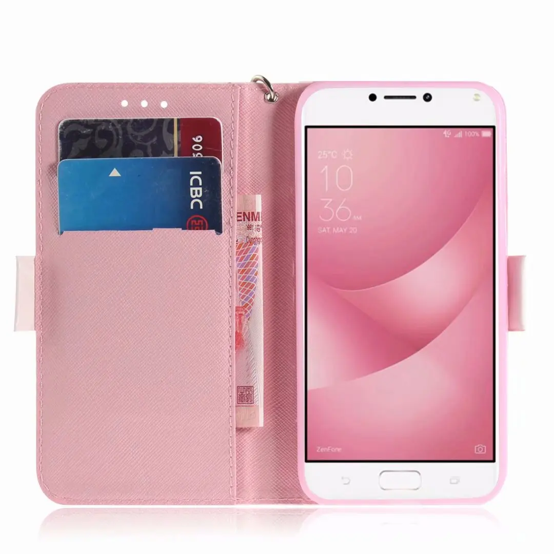Кожаный чехол кошелек с 3D цветами для Asus Zenfone 3 4 Max ZC520TL ZC554KL 5Z ZS620KL Plus Pro ZB631KL ZB633KL