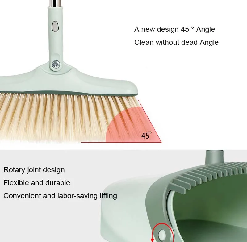 Складная ветрозащитная Бытовая Метла Совок Набор пластиковая анти-намотка мягкая щетина пол развертки Нескользящая ручка щетка для очистки