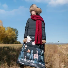 Зимний хлопковый длинный кардиган с длинными бортами в стиле ретро