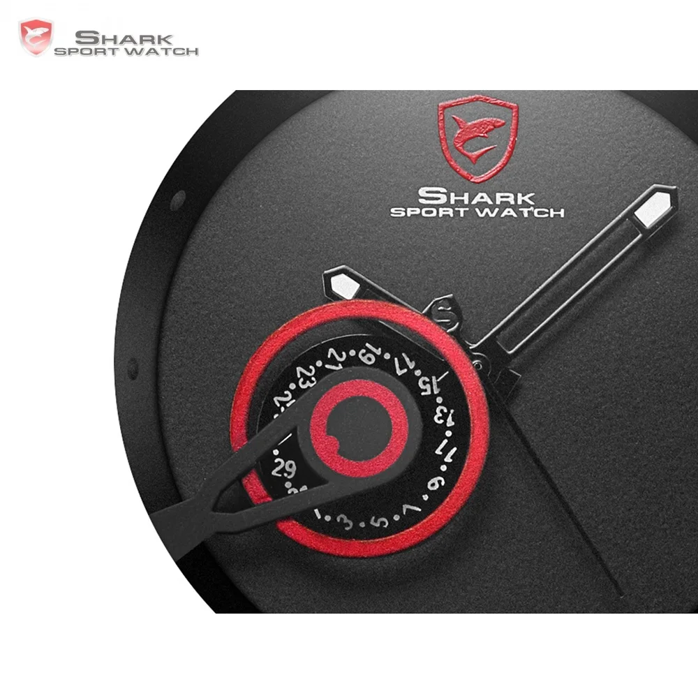Tawny SHARK Sport Watch Red Date Crown Guard Design Male Luxury Genuine Leather Wrist Watches Mens Fashion Quartz Relogio /SH446