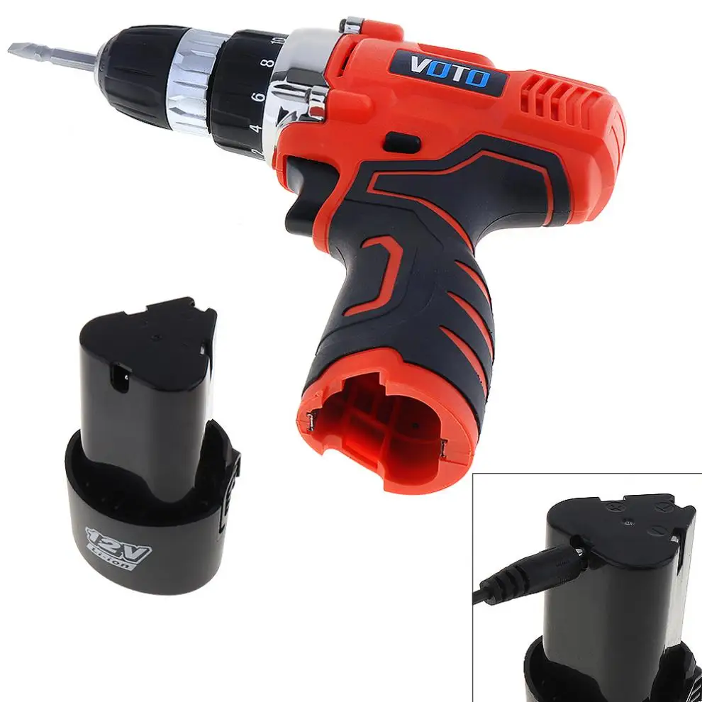 Электрическая отвертка VOTO AC 100-240 V Cordless 12 V с кнопкой регулировки двух скоростей для пробивая/обрабатывая винтов