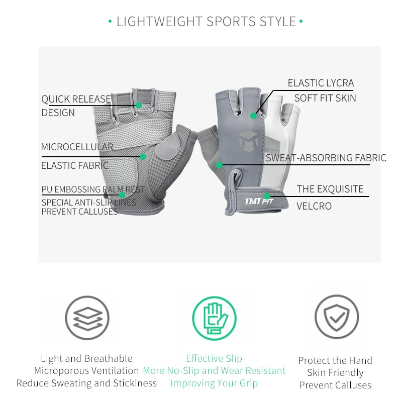 TMT Women Gym Gloves for Body Building Sport Fitness Dumbbell Workout Breathable Gloves for Crossfit Weight Lifting Training