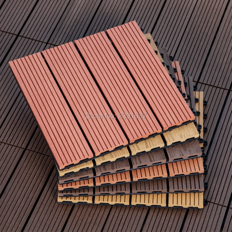 Chinese Mahogany color balcony floor Non-Slip wood plastic composite outdoor floor tiles waterproof Courtyard garden floor