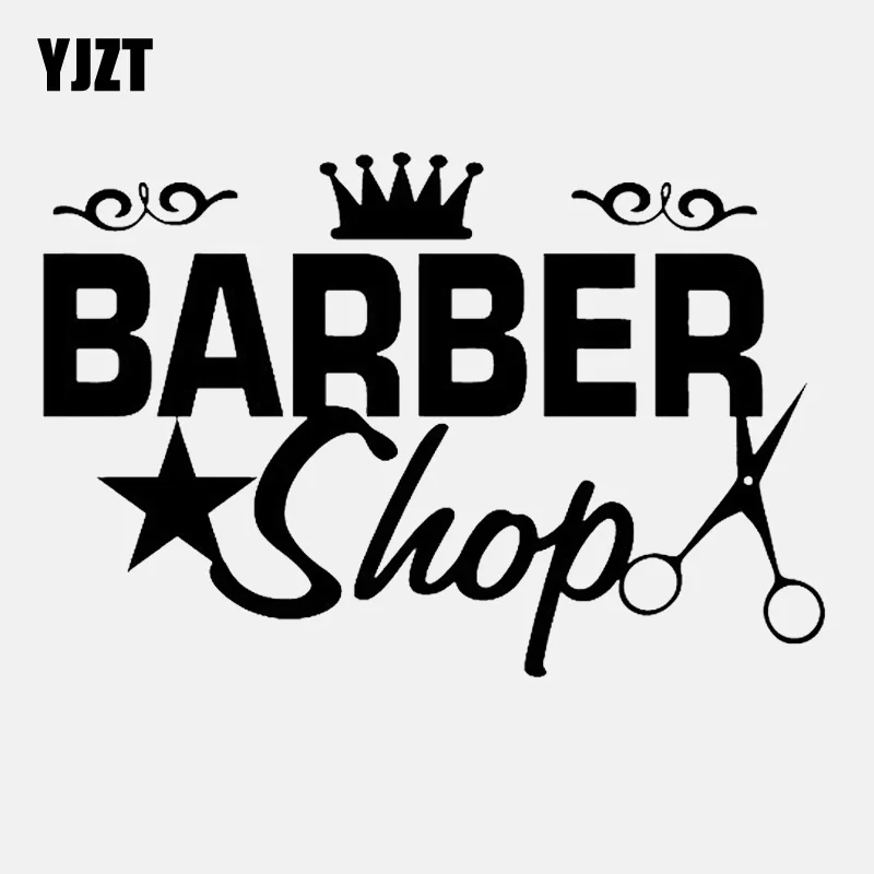 YJZT 13.3CM*8.9CM Barber Shop Salon Hair Cut Hairdressers Vinyl Black/Silver Car Sticker C22-0247 | Автомобили и мотоциклы