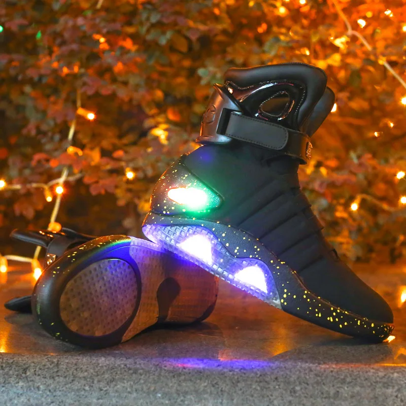 Rechargeable Led light up Back to the Future Shoes zapatillas glowing COsplay Men Warrior shoes