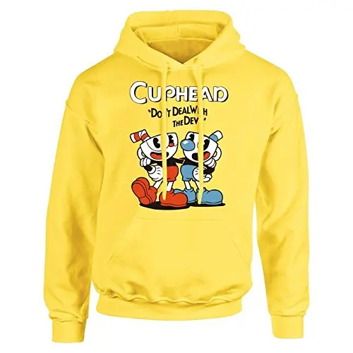 Teacup Cuphead MugmanGame Yellow Hooded Jacket Sweater Hoodie Cosplay Costume 