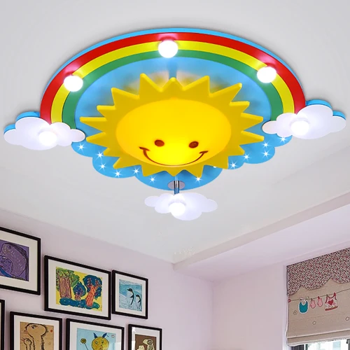 Креативный потолочный светильник для детской комнаты, спальни, смайлика, светодиодный потолочный светильник для мальчиков и девочек с рисунком радужного неба