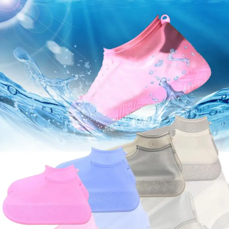 Reusable Silicone Waterproof Rain Shoes Covers Slip-resistant Rubber Rain Boot Overshoes Shoes Accessories Outdoor Thick Sole