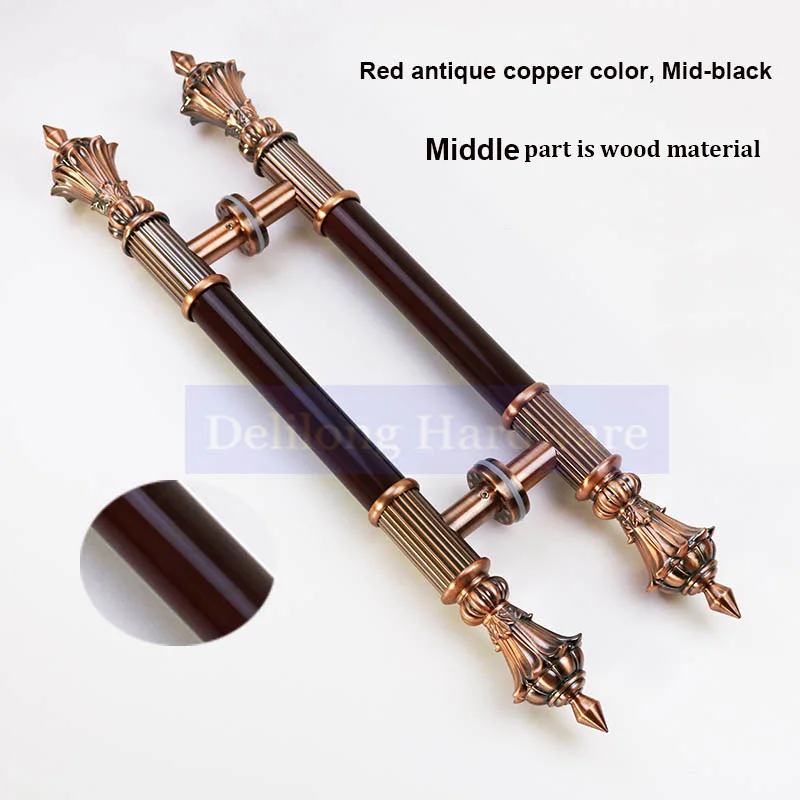 

Wooden door handles, black color with red antique copper color, stainless steel+wood material