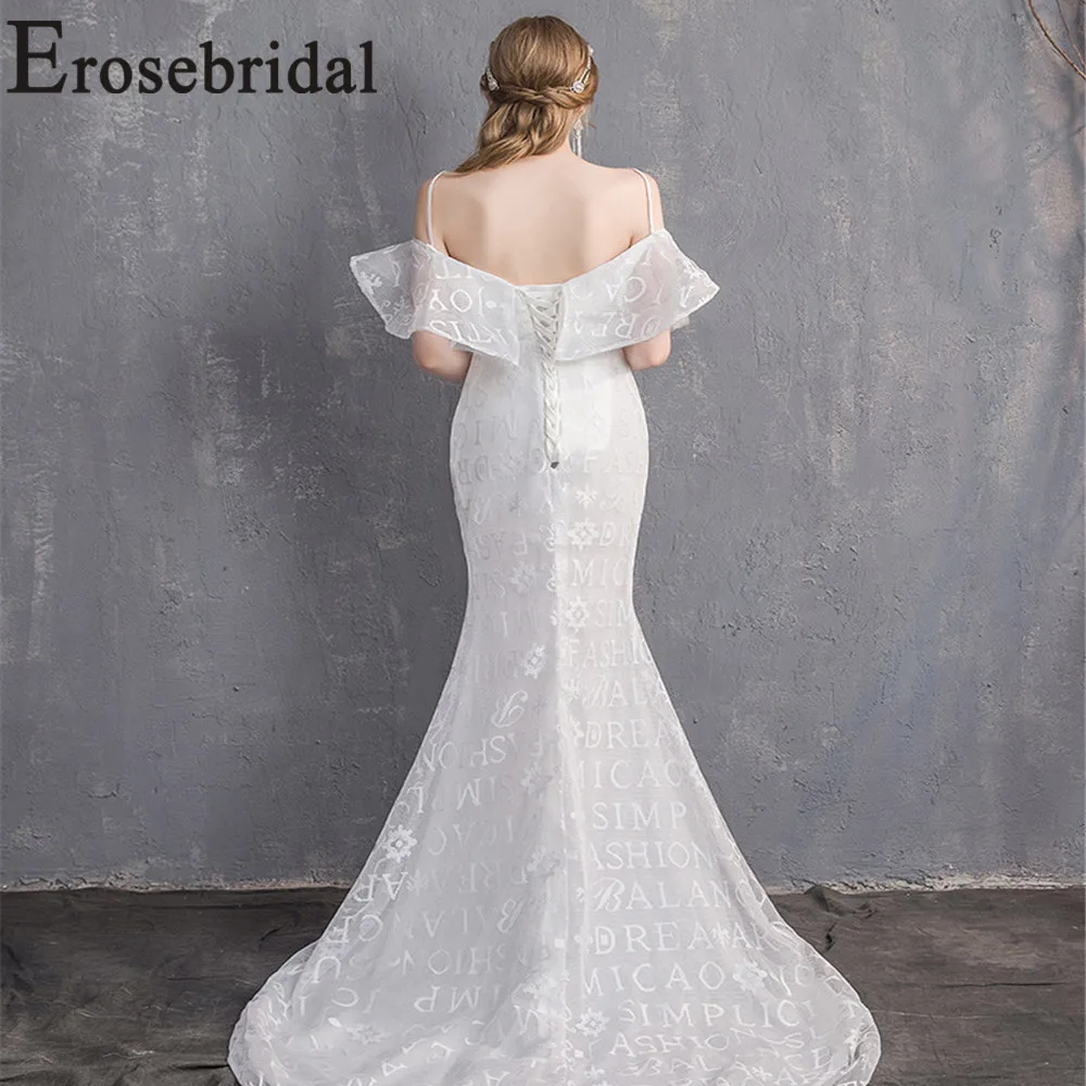 Erosebridal Новое поступление белое свадебное платье русалки с буквенным узором свадебное платье длинное свадебное простое vestido novia