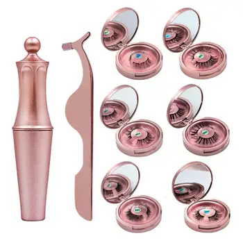 

Magnetic Eyelashes Natural Magnet False Eyelashes Lashes With Liquid Eyeliner & Magnetic False Eyelashes & Tweezer Set