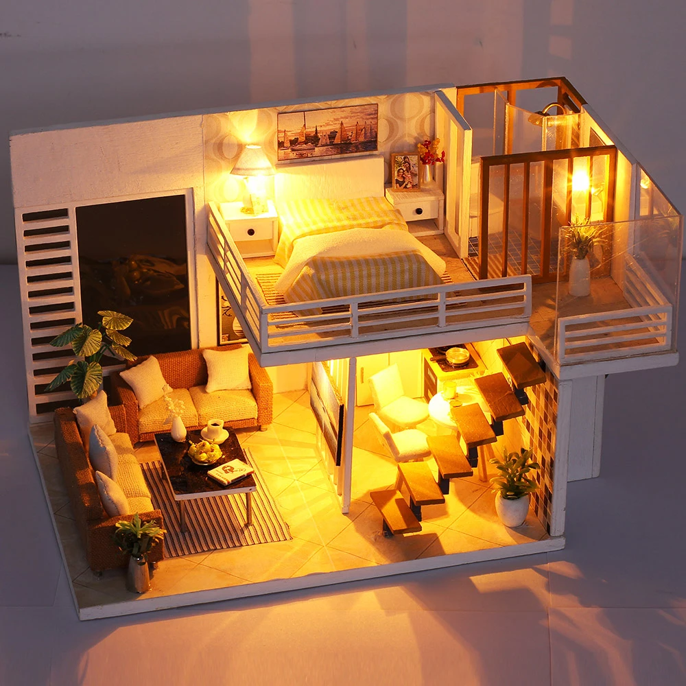 

NEW DIY Miniature Mini DollHouse Model Building Kits Wooden Furniture Toys Simple and Elegant Style Toys for Girls Boys