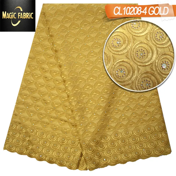 Fabric african ankara lace with stone embroidery cotton fabric swiss
