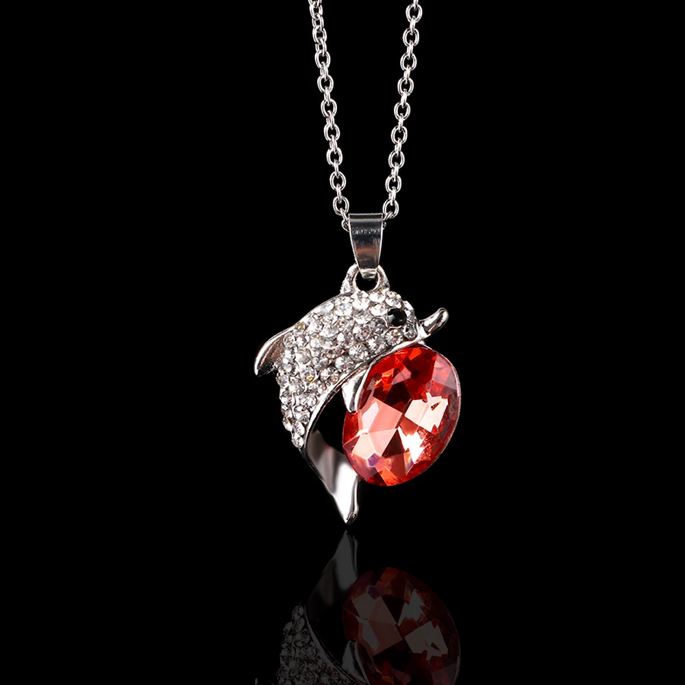 

1Pc Cute Dolphin Necklace New Silver Color Beautiful Crystal Women Fashion Jewelry Full Of Rhinestone Pendants Accessories