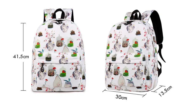 WINNER High Quality Art Flower Bottle Printed Backpack For Teenager Girls Student School Bags Travel Rucksack Mochila 2018 (9)