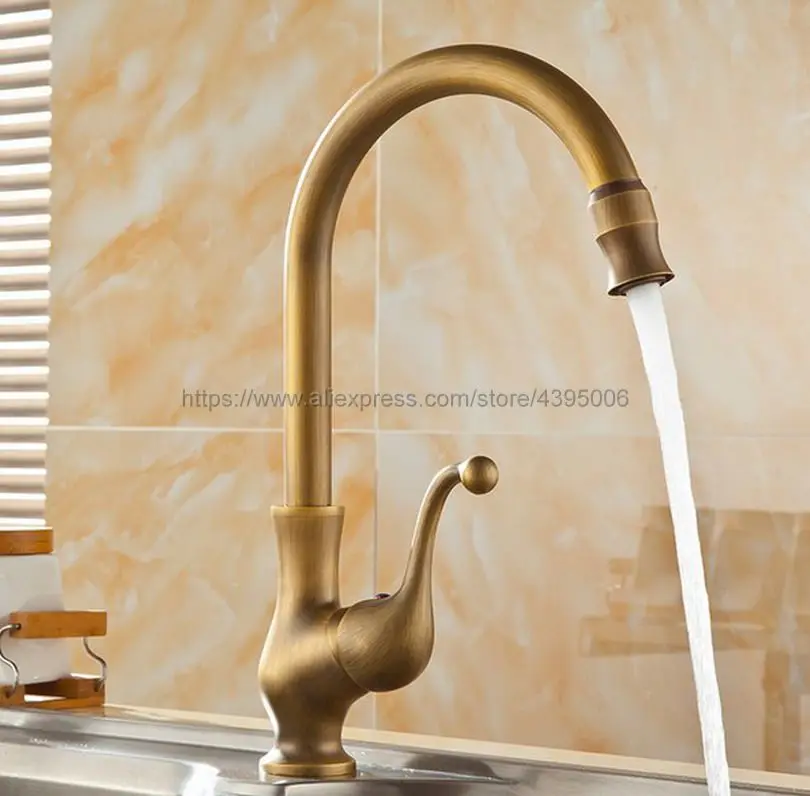 Kitchen Faucet Antique Brass Kitchen Sinks Faucet 360 Degree Rotating Swivel Cold Hot Mixer Water Tap Ban056