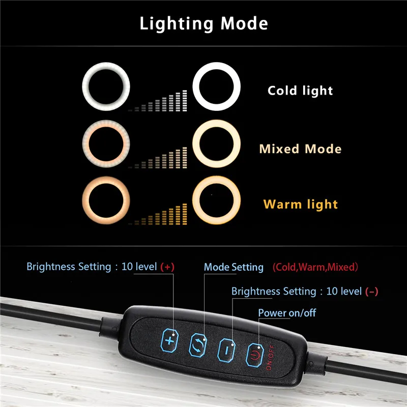  fosoto 16cm/26cm Photographic Lighting 3200K-5500K Dimmable Led Ring Light Lamp Photo Studio Phone  - 32993252276