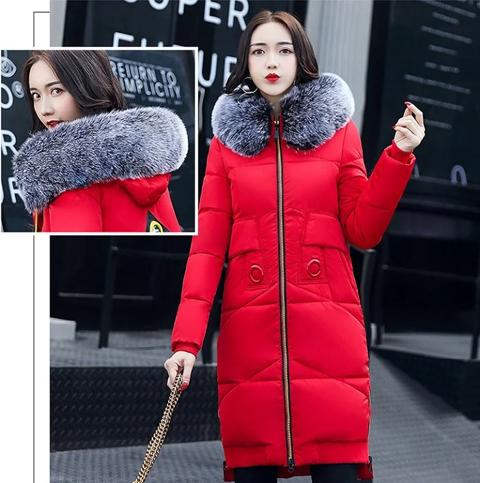 2017 New winter coat women long jacket Collar Hooded Woman Parka Womens cotton padded Coats Thick Jacket+21 (1)