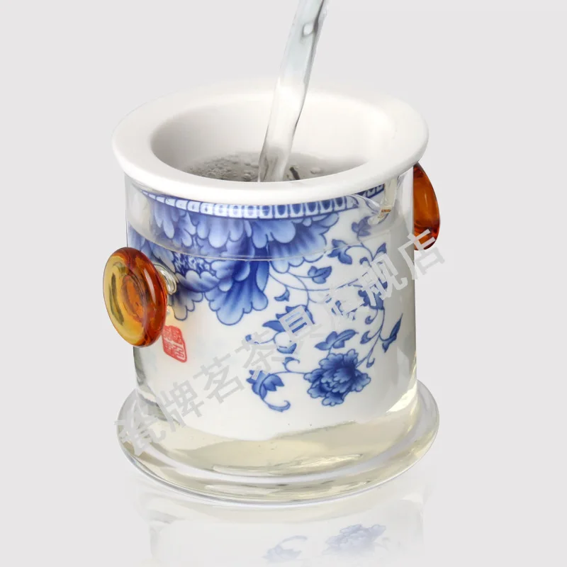 Черная чайная пена стеклянная керамическая чашка с емкостью для заврки чая для бинаурального синего Путешествия Чайный набор кунг-фу
