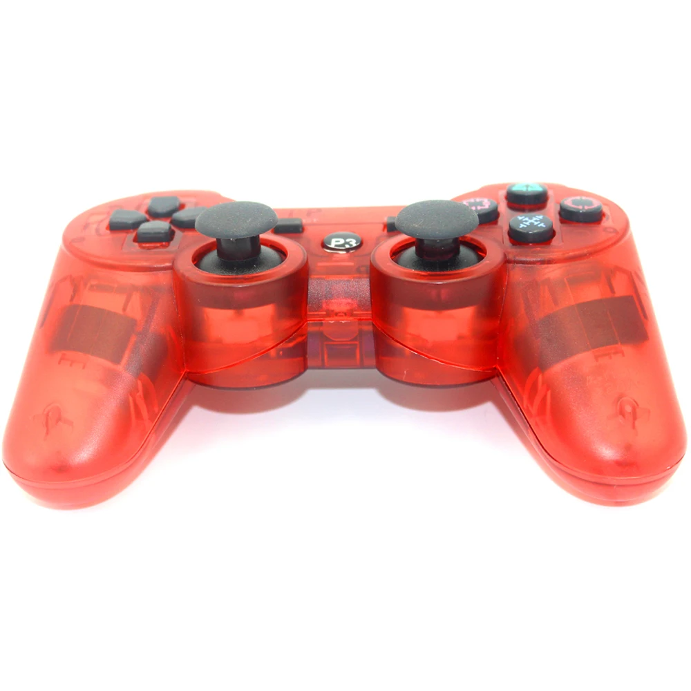 JIELI Wireless Bluetooth Transparent Color Controller For Sony PlayStation Dualshock 3 PS3 Controller Vibration Gamepad