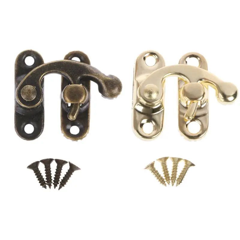 Small Antique Metal Lock Decorative Hasps Hook Gift Wooden Jewelry Box Padlock With Screws For Furniture Hardware