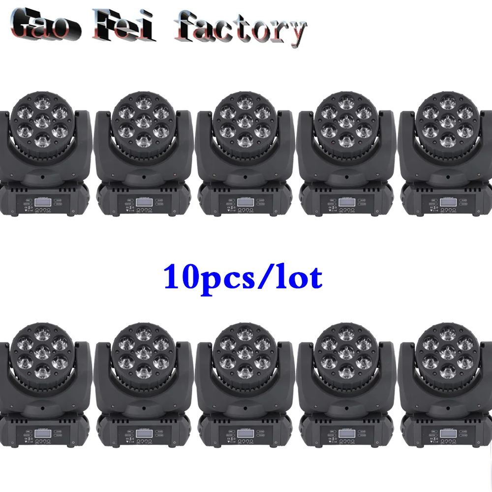 

10pcs 7x12w RGBW 4n1 Led Moving Head Professional Dj Stage Lighting Equipment DMX 16 Channels Led Beam Moving Head Light