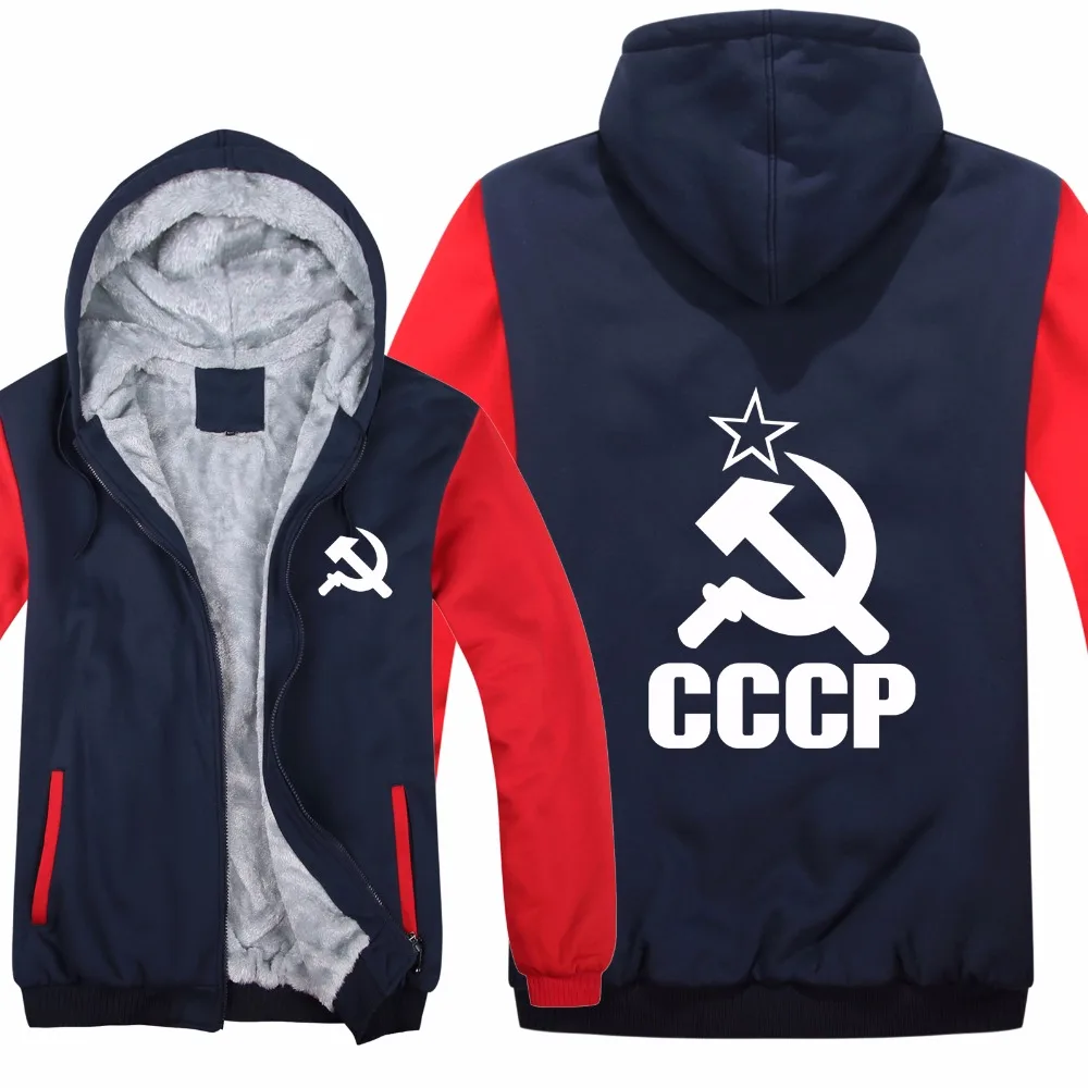 Новая CCCP Толстовка Зимняя Флисовая теплая для женщин и мужчин СССР толстовки подкладка пальто толстовка куртка CCCP толстовки