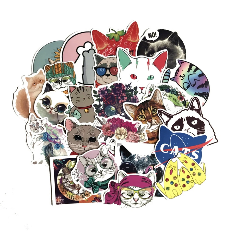 50Pcs/lot Animal Pet Stickers Kawaii Cat Stickers Kids Toys Luggage Laptop Waterproof Motorcycle Skateboard Graffiti Sticker Toy