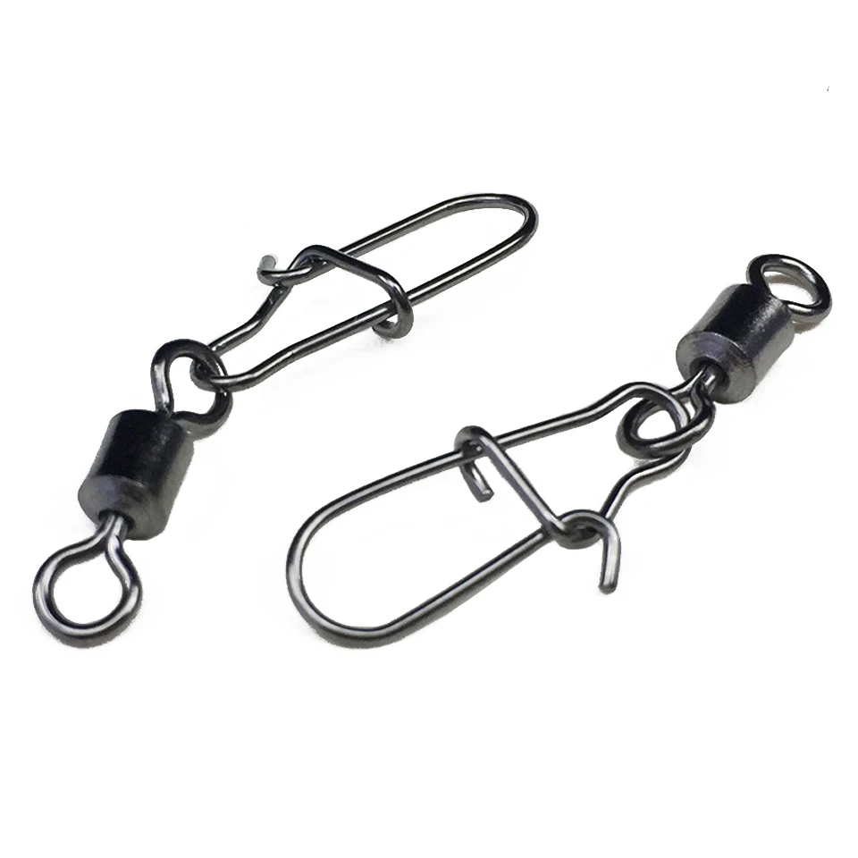 

50PCS/Lot 2# 4# 6# 8# 10# Fishing Connector Pin Bearing Rolling Swivel Snap Pins Fishhook Line Tackle
