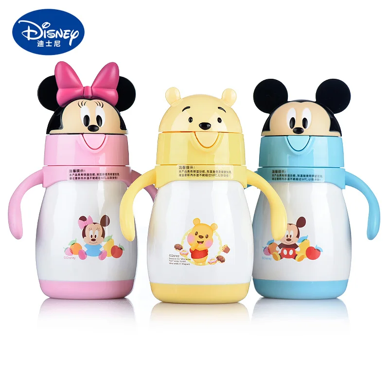

Disney Baby Stainless Steel Thermos Feeding Cup Learn Drinking Cup with Straw Thermal Bottle Leak-poof Vacuum Flask
