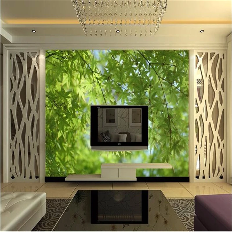 beibehang Photo Wallpaper for living room sofa bedroom 3D Stereo Large Murals Green leaves scenery mural wallpaper for walls 3 d