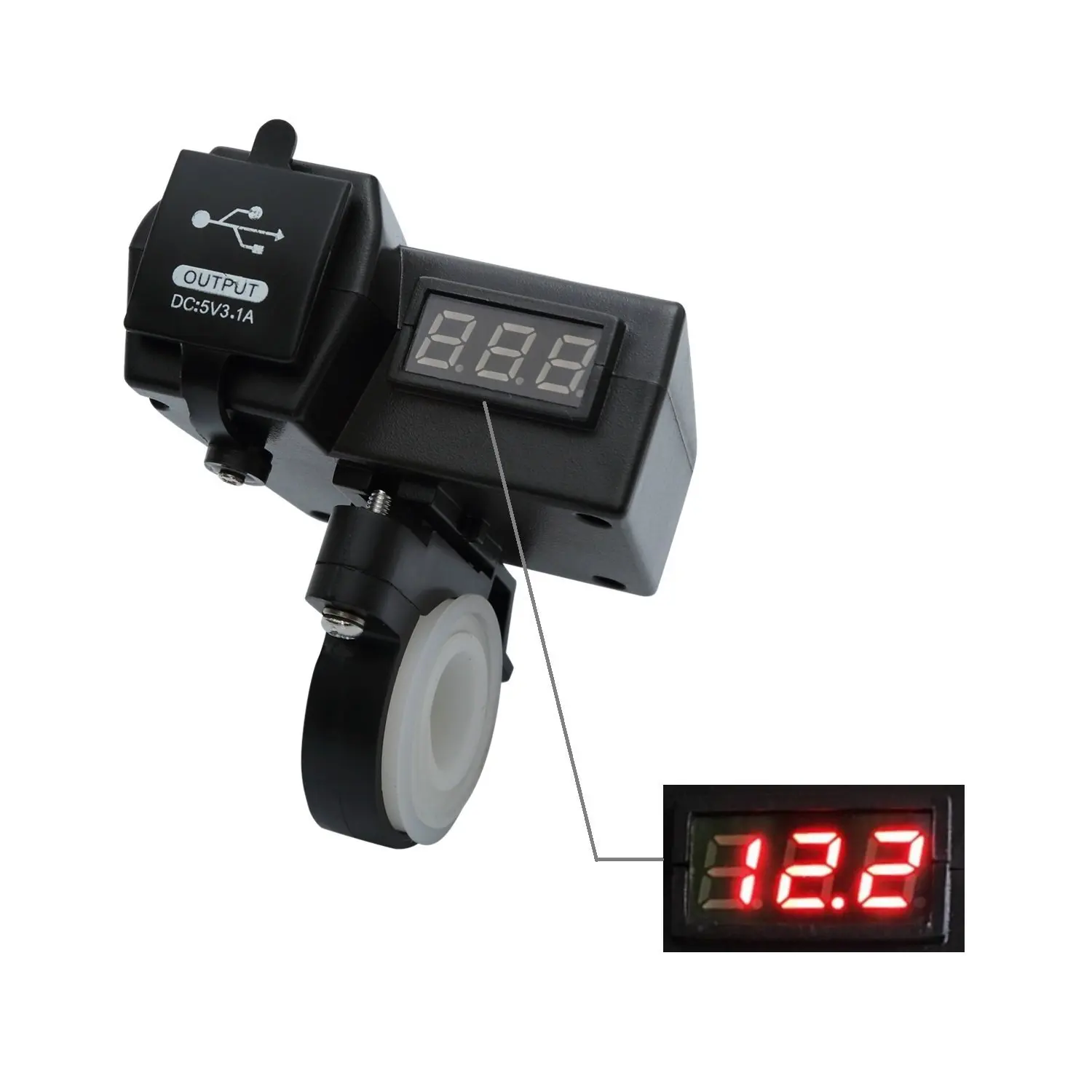 

Motorcycle USB Charger with Voltmeter and On/Off Switch 5V 3.1A Dual Power Port