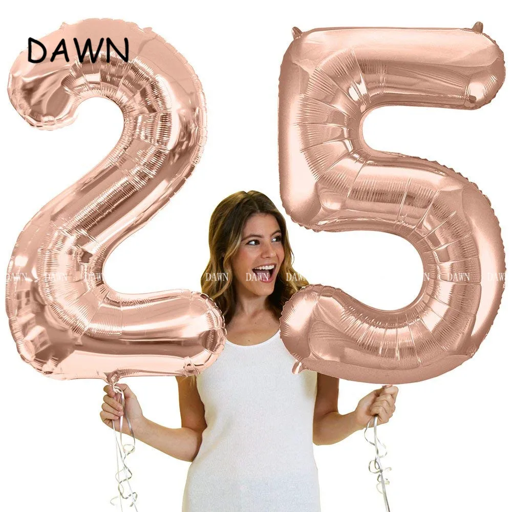 40 дюймов розовое золото, серебро, алюминий воздушные шары из фольги в виде цифр большая цифра фольга 0-9 день рождения принадлежности для украшения свадебной вечеринки Baby Shower