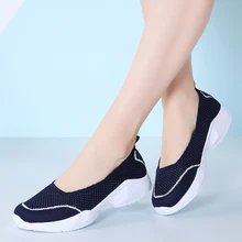 Летние кроссовки; женская обувь; Повседневная обувь без шнуровки; дышащая прогулочная обувь на плоской подошве из сетчатого материала; женская обувь для тенниса; Zapato; большой размер 42