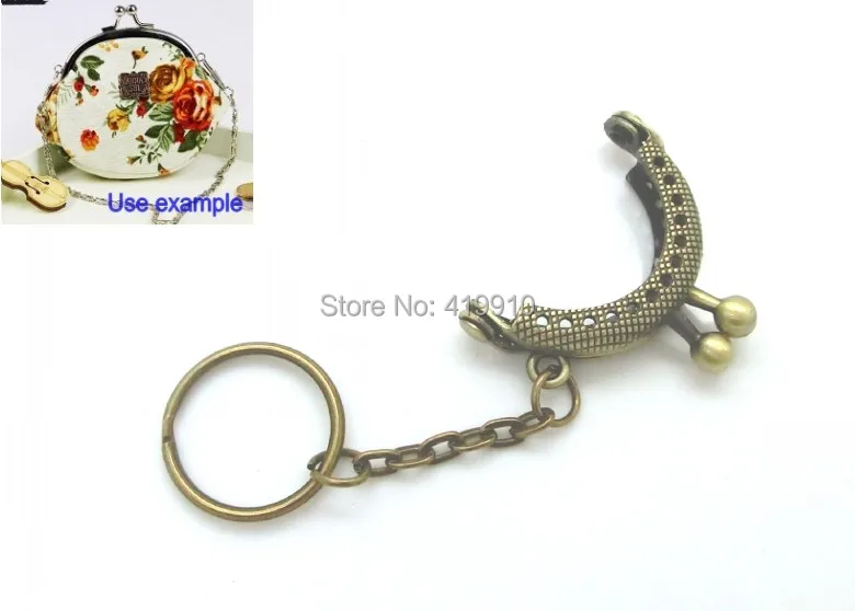 

Free Shipping-2PCs Metal Frame Kiss Clasp Arch For Purse Bag Lock Handle DIY Handmade Antique Bronze W/Key Rings 4.2x3.5cm J2610