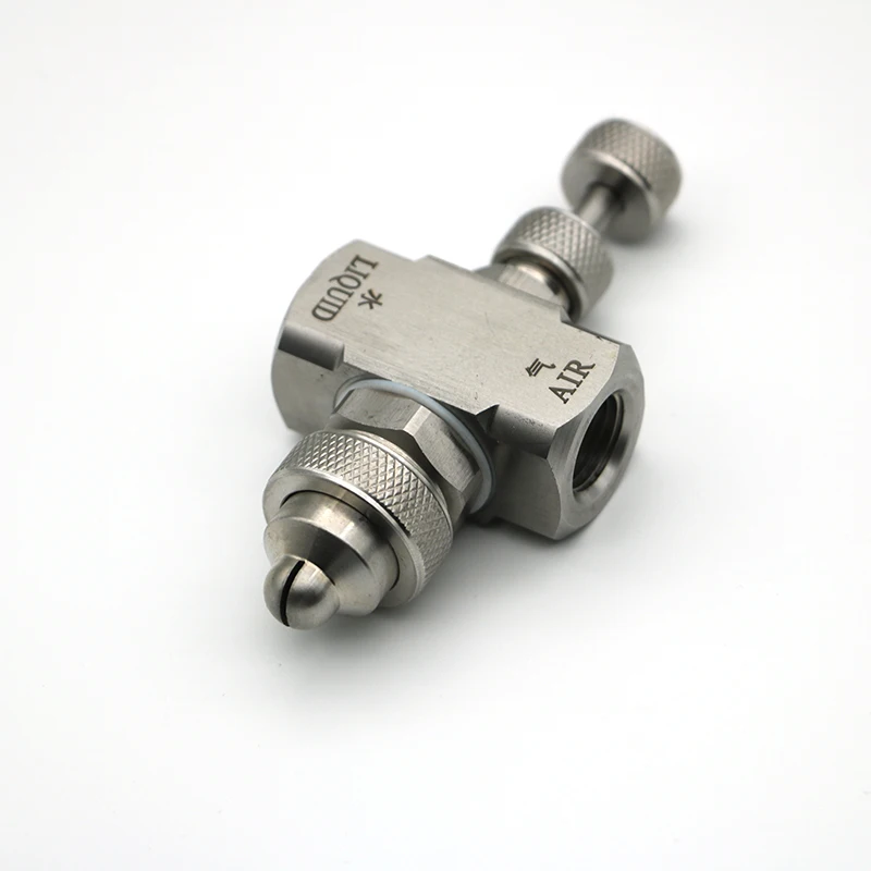 

1/4" Stainless steel air atomizing nozzle Adjustable spray atomizing humidifying nozzle Two-fluid gas-water mixing nozzle