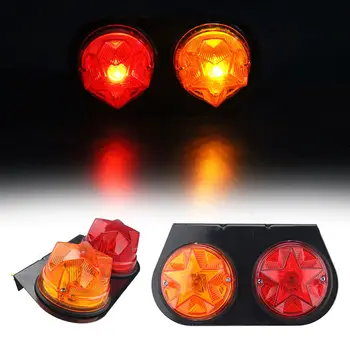 

1Pair Bulb Five Star Bulls Eye Lamp Red Yellow 12V Truck Trailer Car Rear Tail Lights 18.5CM Taillight