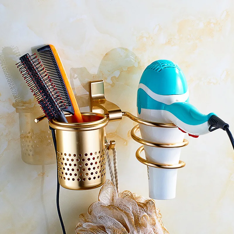 ممتازة جودة الألومنيوم الحائط مجفف الشعر جفافا حامل رفوف مجموعة مشط حامل حامل رفوف مجموعة الحمام التخزين المنظم