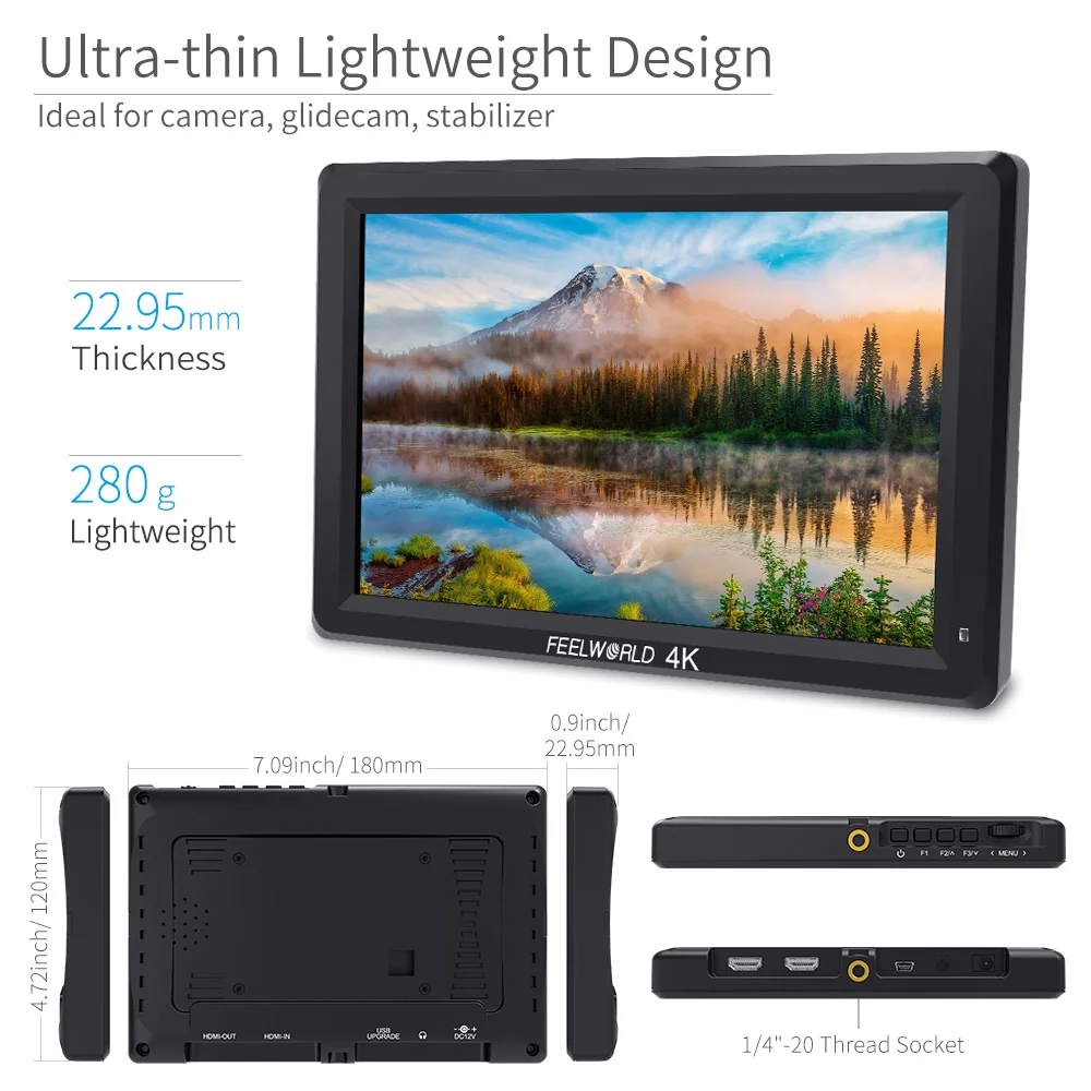 Монитор Feelworld для цифровой зеркальной камеры экран 7 дюймов IPS 1920x1200 4K HDMI Canon Nikon Sony
