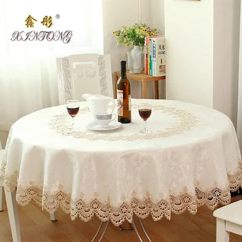 

Woven European Garden Embroidered Round Tablecloth Dining Table Cover for Wedding TV Cabinet Cushion Package Elegant Table Cloth