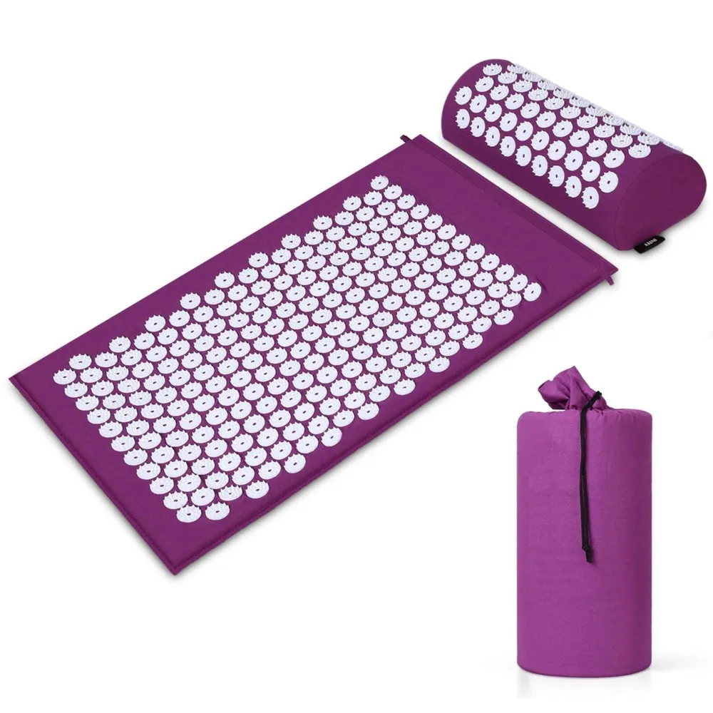 Acupressure Mat Massage Acupuncture Mat and Pillow Set Ideal for Neck Back and Shoulder Pain Pillow Set with Bonus Carry Bag